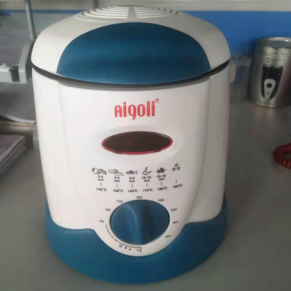 Smokeless multifunctional frying pan 0.9L Mini electric oil fryer oven French fries Grill Chicken Fried Fish Pot machine EU: EU