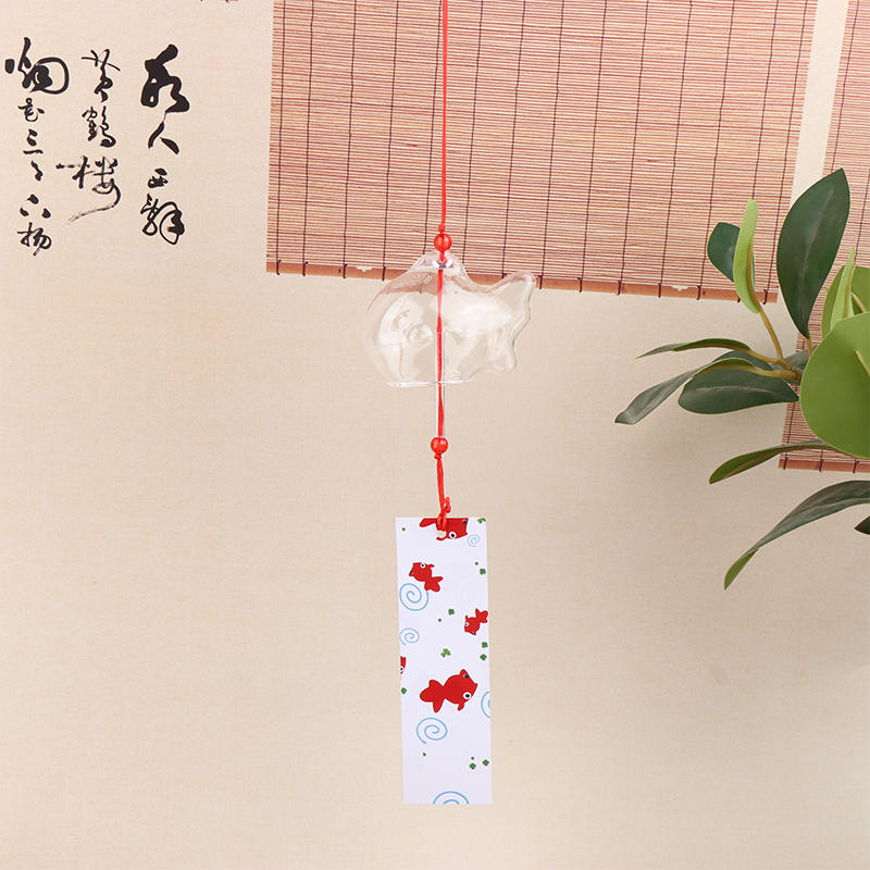 Windspiel, Glockenspiel, japanisches Glas, Goldfisch, Garten, zum Aufhängen, Outdoor-Dekor, Anhänger, Furin, dekoratives Fischornament: Licht Grün