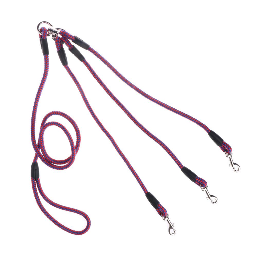 Coupleur Triple laisse pour chiens, laisse avec poignée souple en Nylon pour promener 3 chiens à l&#39;extérieur: Red-Blue