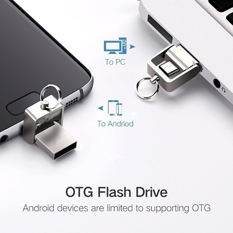 OTG 3 IN 1 pen drive 32GB Micro usb 2.0 memory stick 64GB pendrive 16GB usb flash pen metal For usb Key flash drive