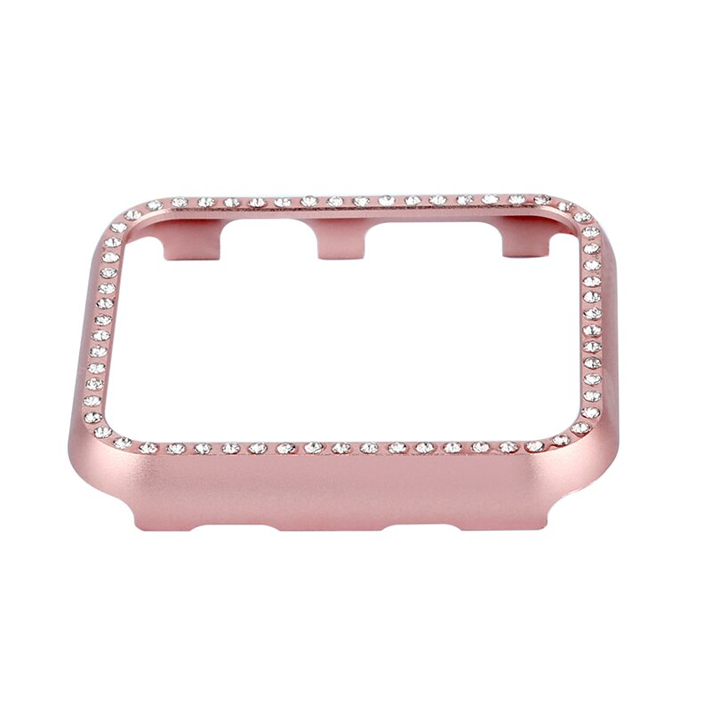 Crystal Diamond Aluminium Case Shell Voor Apple Horloge 44Mm 40Mm Beschermende Frame Cover Band 42Mm 38Mm iwatch Serie 5 4 3 2 Metalen: Rose Pink / for iwatch 42mm