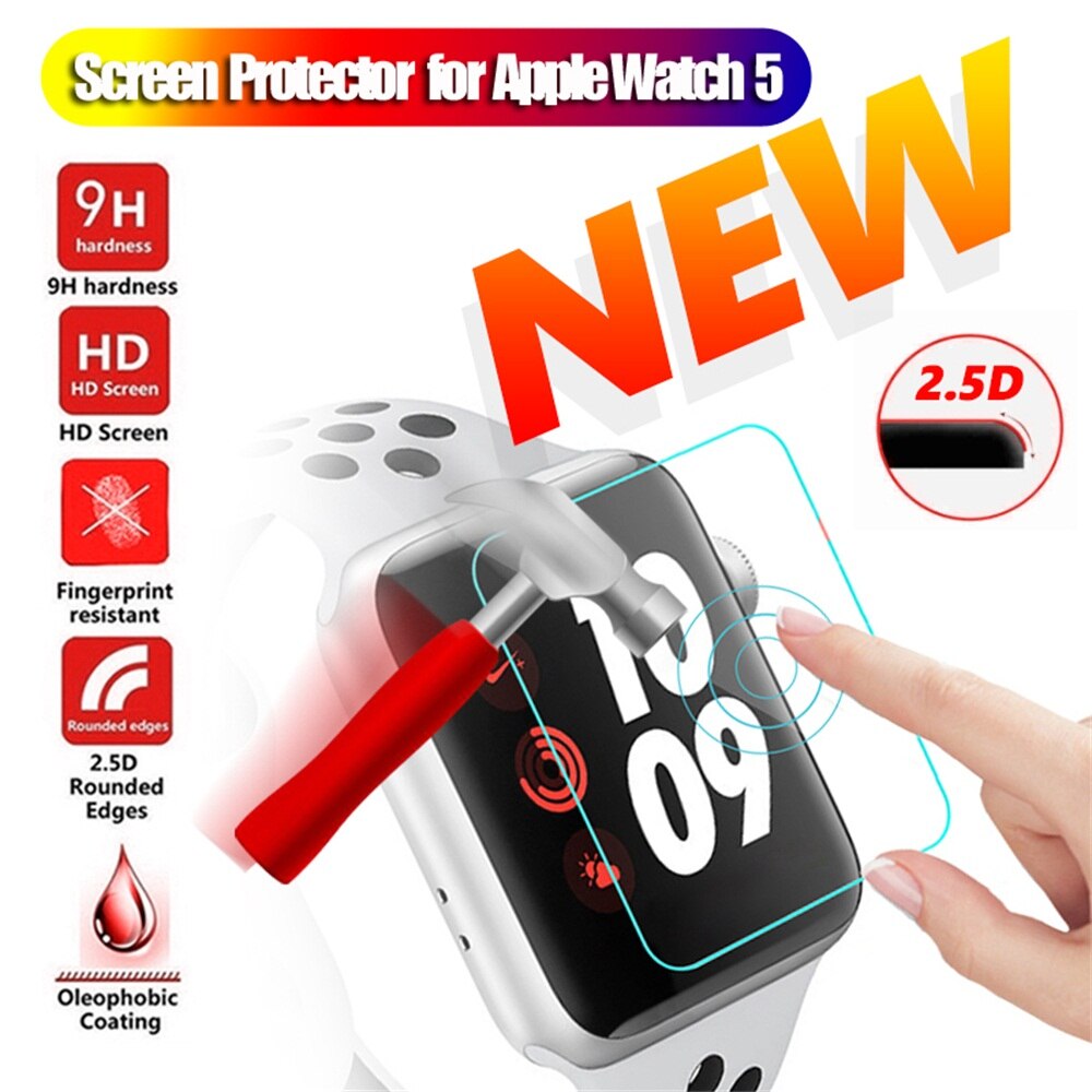 3D Screen Protectors 9H Tempered Glass Protective film Clear Protective Film 40mm 44mm For Apple Watch 5 4 Smart Watch