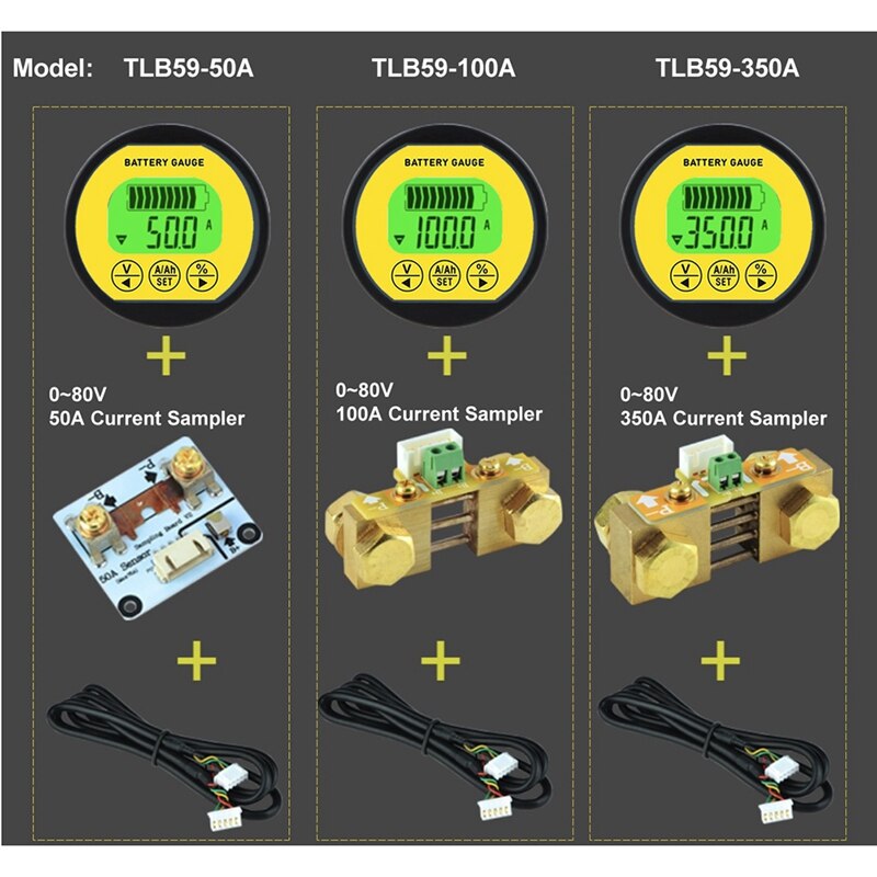 350A Lithium Battery Lead-Acid Battery Fuel Gauge Two-Way Memory Battery Capacity Monitor for Car Van Boat Marine