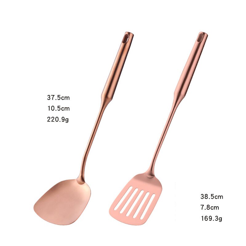 Rose Gold Stainless Steel Spatula Skimmer Ladle Turner Rice Soup Spoon Kitchen Accessories Cooking Tool Serving Utensil Set: H