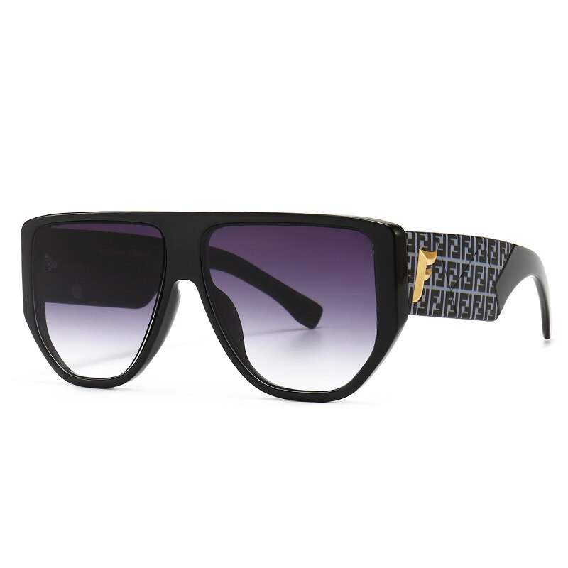 Dames zonnebrillen dames heren vintage luxe merk shield platte bovenkant ovale zonnebril voor dames  uv400