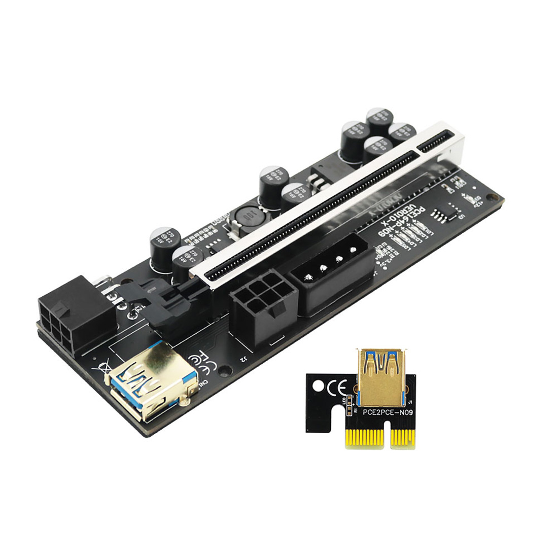 Versie 010-X Pcie 1x Tot 16x Usb 3.0 Extension Card Met 6P Naar Sata Kabel Voor Gpu Grafische card Powered Riser Card Adapter