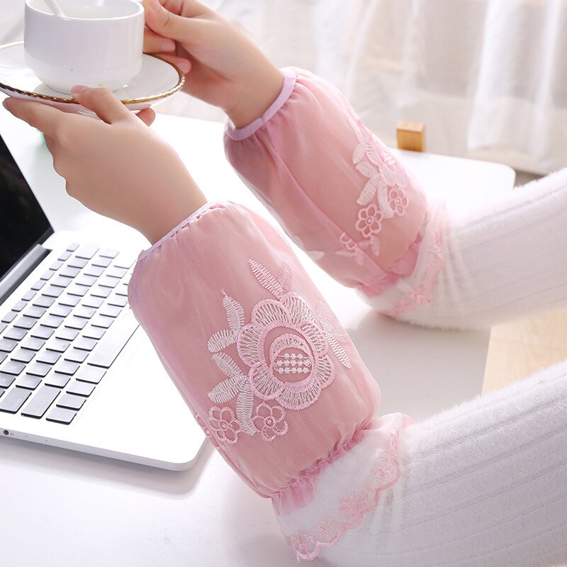 Double-Layer Embroidery Sleeve Female Office Short Sleeve Student Clothes Anti-Fouling Multi-Functional OversleeveLC495