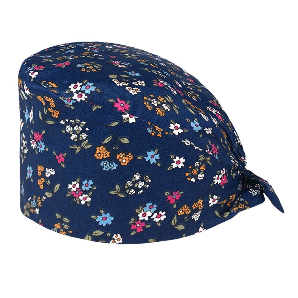 Unisex cotton and linen cartoon cute printing nursing hat lab spa pet shop working cap breathable nurse head caps: 12154