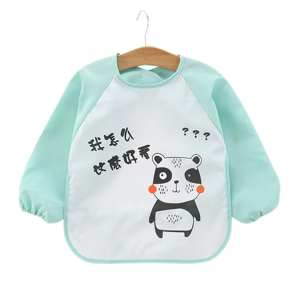 Kuulee Crianças Verão Dos Desenhos Animados Vestidos de Padrões Bebê Comer Bib Bib Impermeável: Blue panda