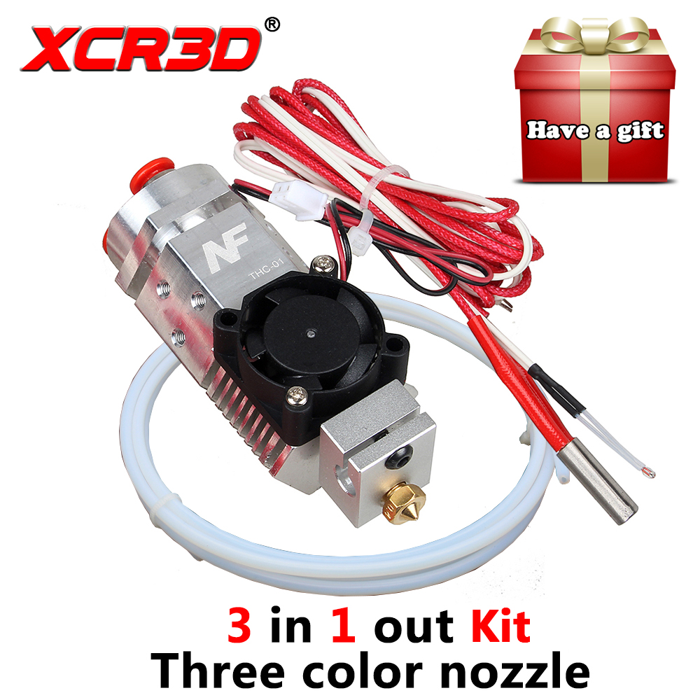 3D Drucker Teile Extruder 3 in 1 Hotend Fusion Multi-farbe düse 1,75mm NF THC-01 Drei Farben Schalt metall 12 V/24 V Heizung