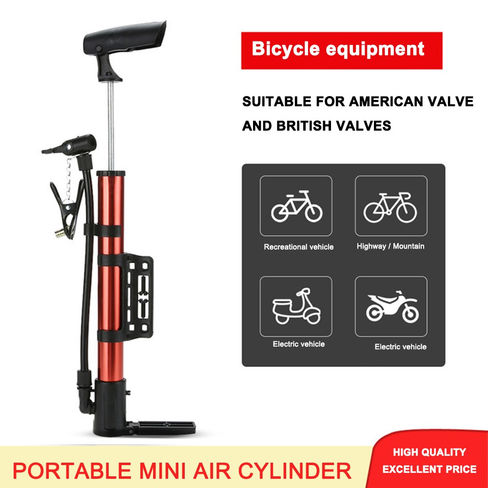 Portable Bicycle Pump Aluminum Mini Bike Floor Pump American/Dunlop Valve Universal Bicycle Tire Inflator Cycling Accessories
