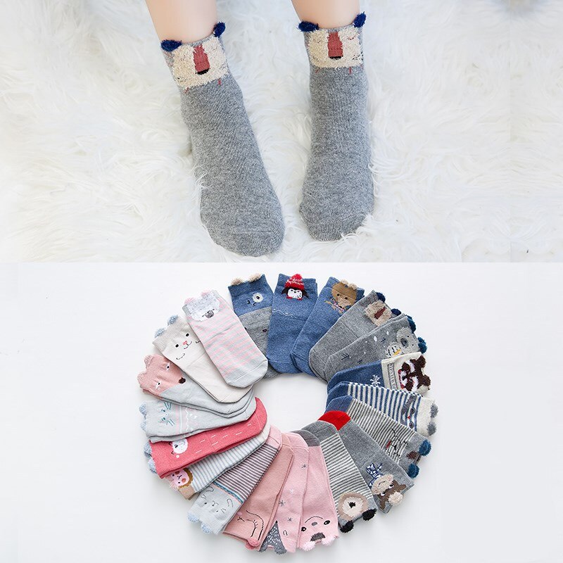 5 Pairs Schattige Kinderen Katoenen Sokken Peuter Baby Jongen Meisje Enkel Baby Casual Herfst Cartoon Dier Grappig Lot Pack crew Lente