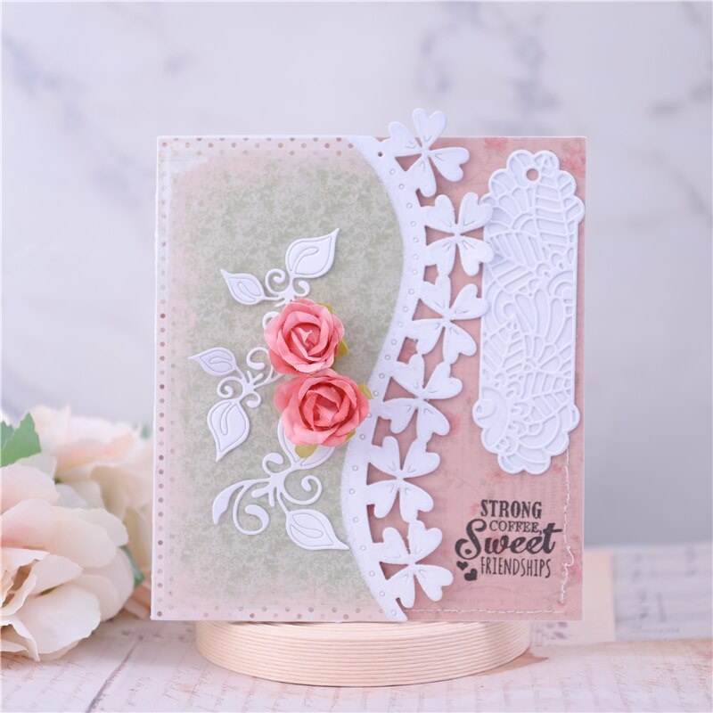 YaMinSanNiO Flower Border Lace Frame Metal Cutting Dies for DIY Scrapbooking Craft Cards Embossing Die Four-leaf Clover Diecut