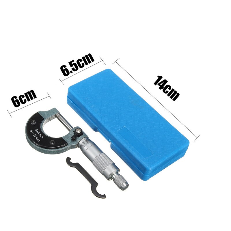 Nauwkeurig Meetinstrument 0-25Mm 0.01Mm Buiten Externe Metric Gauge Micrometer Machinist Meten Met Doos