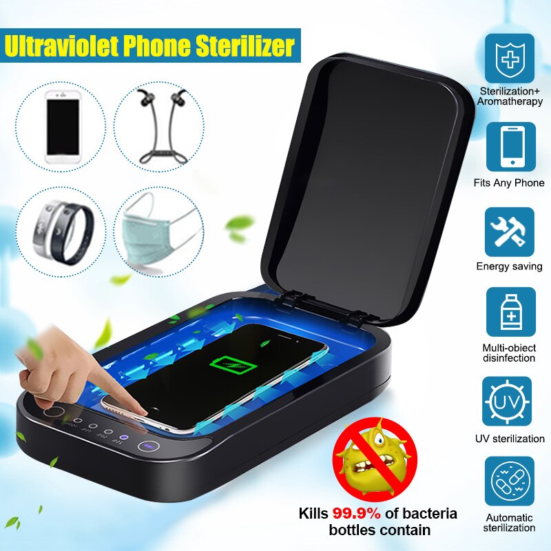 5V UV Mobile Phone Disinfection Box Face Mask Phone Cleaner Personal Disinfection Cabinet Wireless Charging