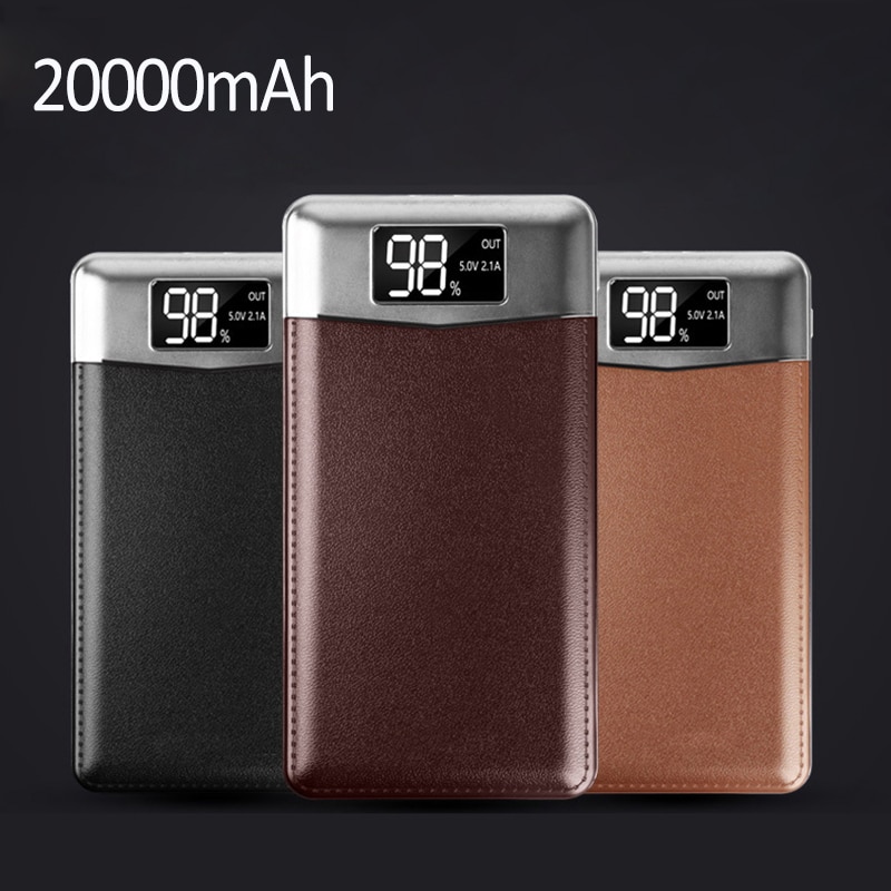20000mAH Portable External Battery Power Bank Poverbank LED Display Phone Charger Dual USB Pover Bank For Smart Phone Powebank