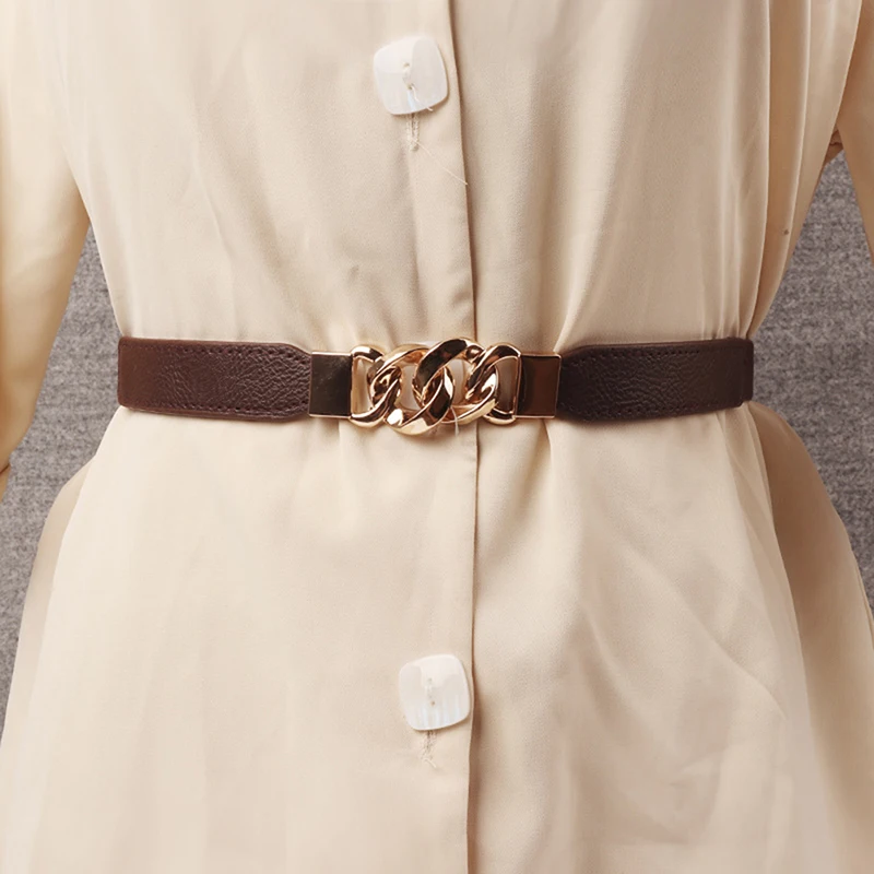 Novo estilo cinto feminino cinto fino camisa decorativa com vestido multi-anel fivela elástica alta atmosfera elástica verão