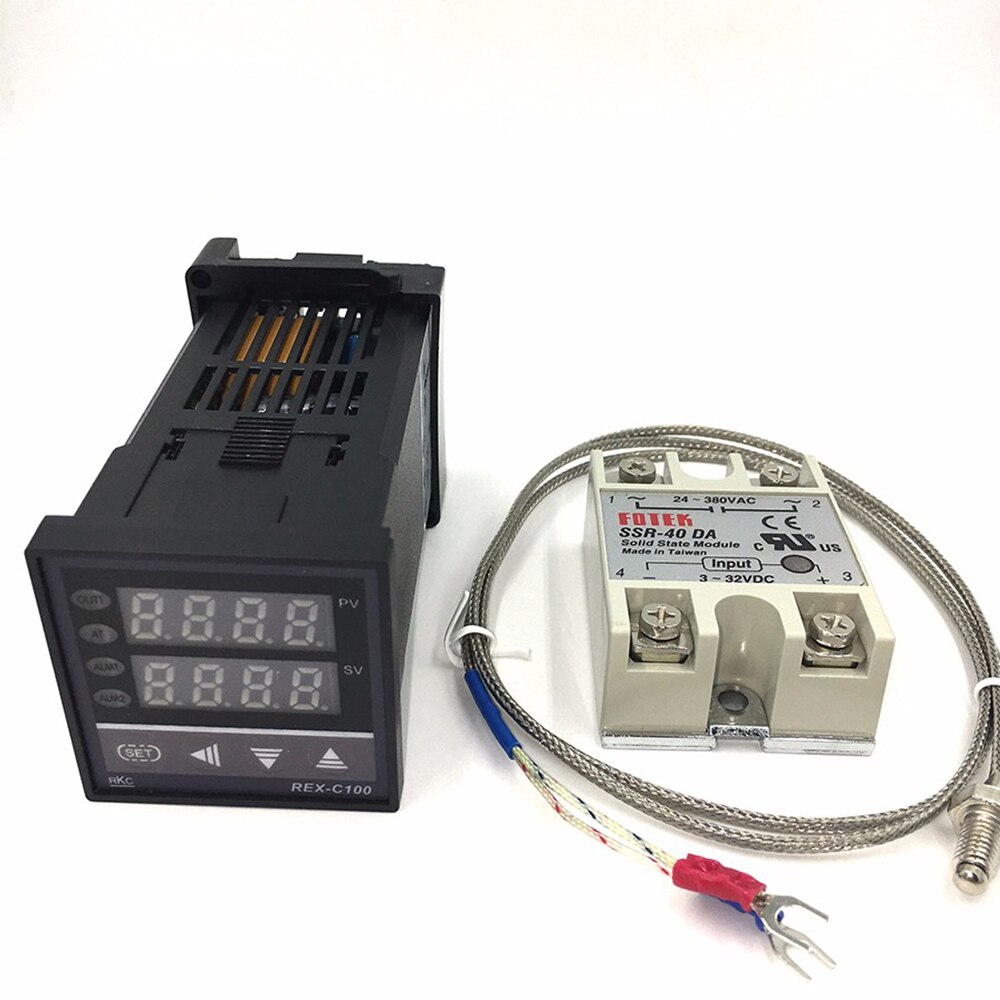 Rex -c100 fk 02- v*an intelligente temperatuurregelaar ssr-uitgang + ssr -40 da +  k-sonde thermokoppel + koellichaam