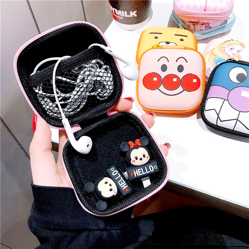 Cute Cartoon Mini Chiusura Lampo caso Duro Della Cuffia Portatile Auricolari Sacchetto Della scatola Auricolare Sacchetto Di Immagazzinaggio Caso di Protezione USB Cable Organizer