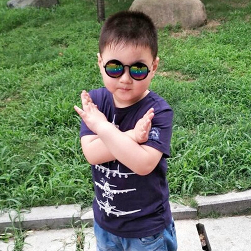 Korean Kids Children Colorful Sunglasses Round Reflective Glasses Baby Children UV400 Sport Sunglasses Toys Accessories