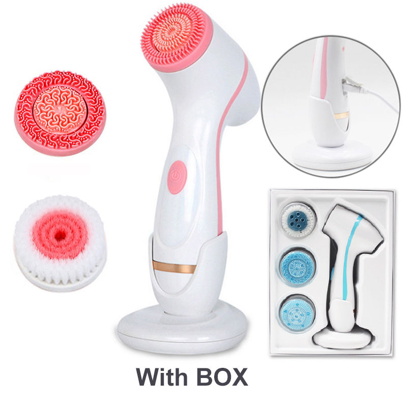 3 In 1 Electric Cleansing Brush Sonic Rotating Cleansing Brush Galvanic Facial Spa System Deeply Clean and Remove Blackheads: Burgundy