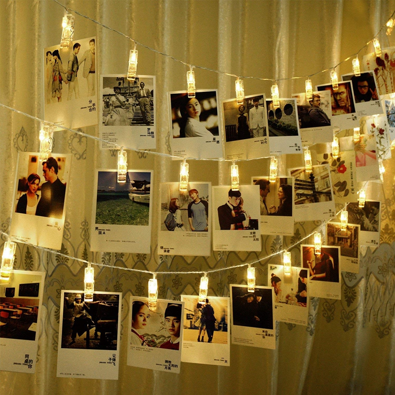 Led fotosnor , 20 led fotoklip batteridrevet hjemmefest indretning,hængende billede bryllup soveværelse fødselsdag jul