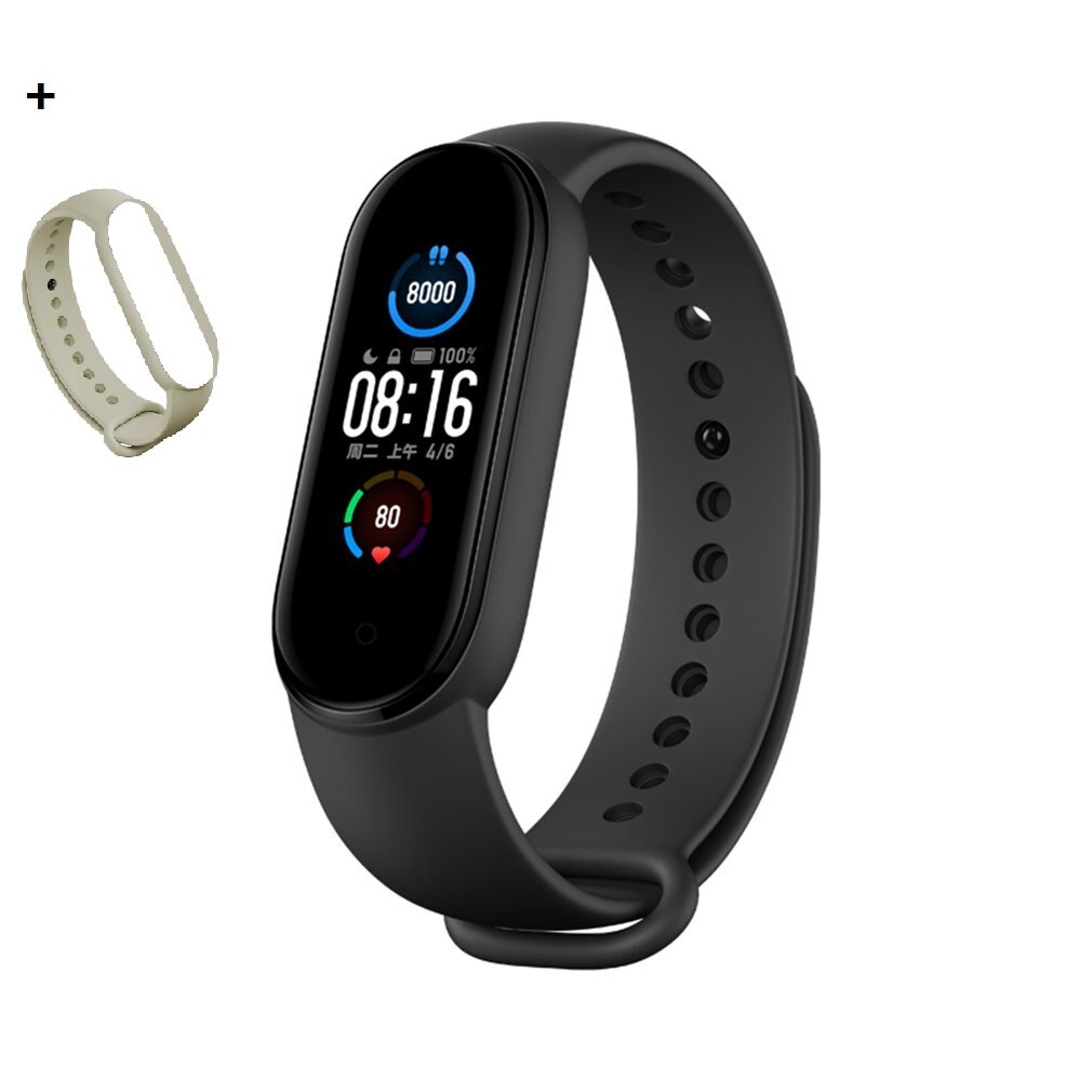 Newest Xiaomi Mi Band 5 Wristband 4 Color Heart Rate Fitness Tracker Bluetooth Sport Bracelet AMOLED Screen Miband 5: gray