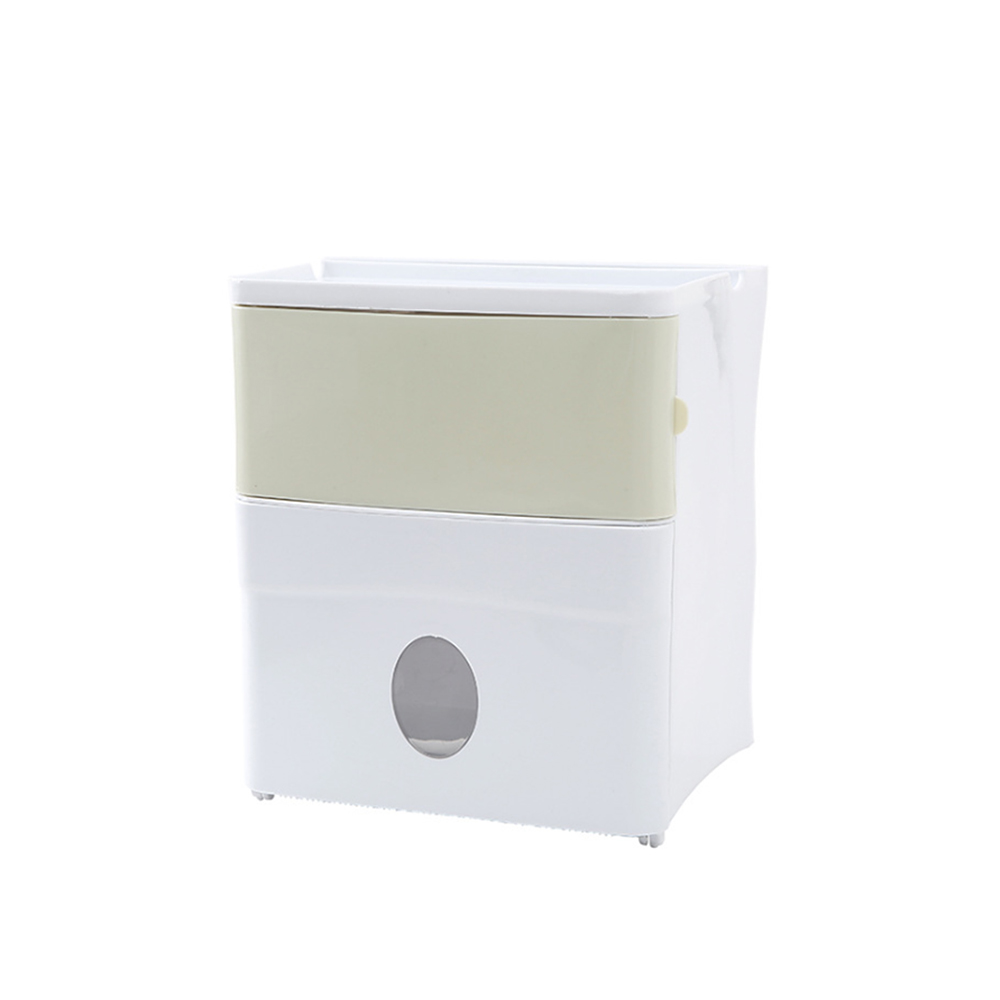 Tissue Container Bathroom Fresh Punch-Free Tissue Storage Box Simple Water-Resistant Toilet Paper Organizer: Light Green