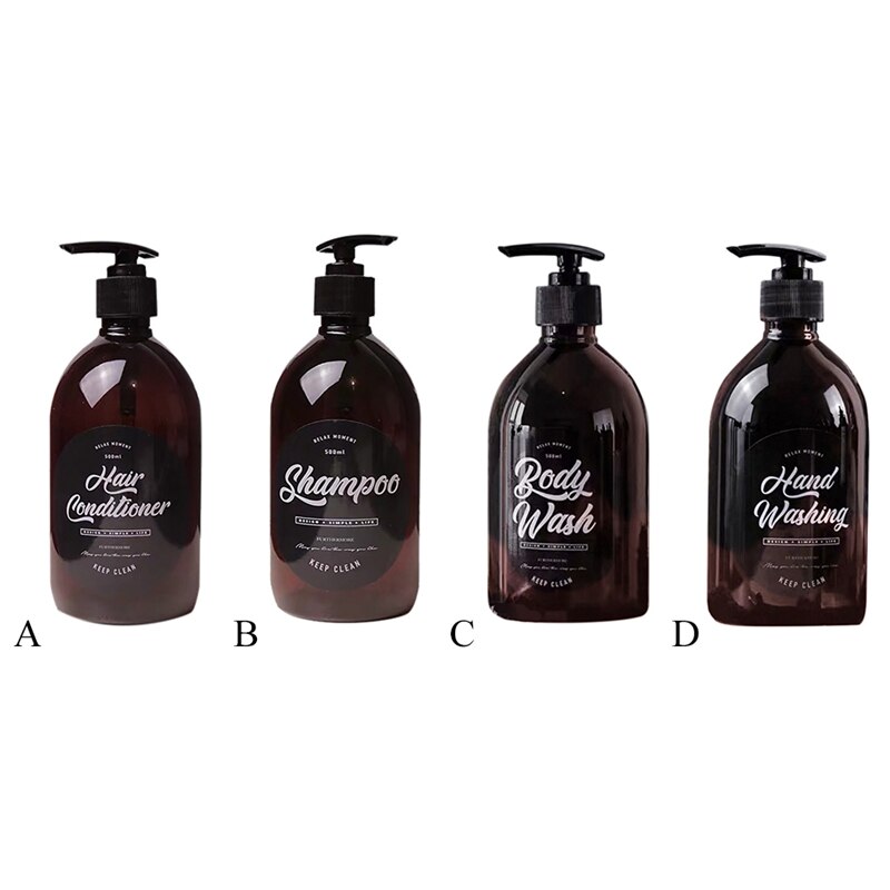 500Ml Nordic Pet Zeep Fles Bruin Badkamer Douchegel Hervulbare Flessen Shampoo Wassen Conditioner Lotions Druk Dispenser