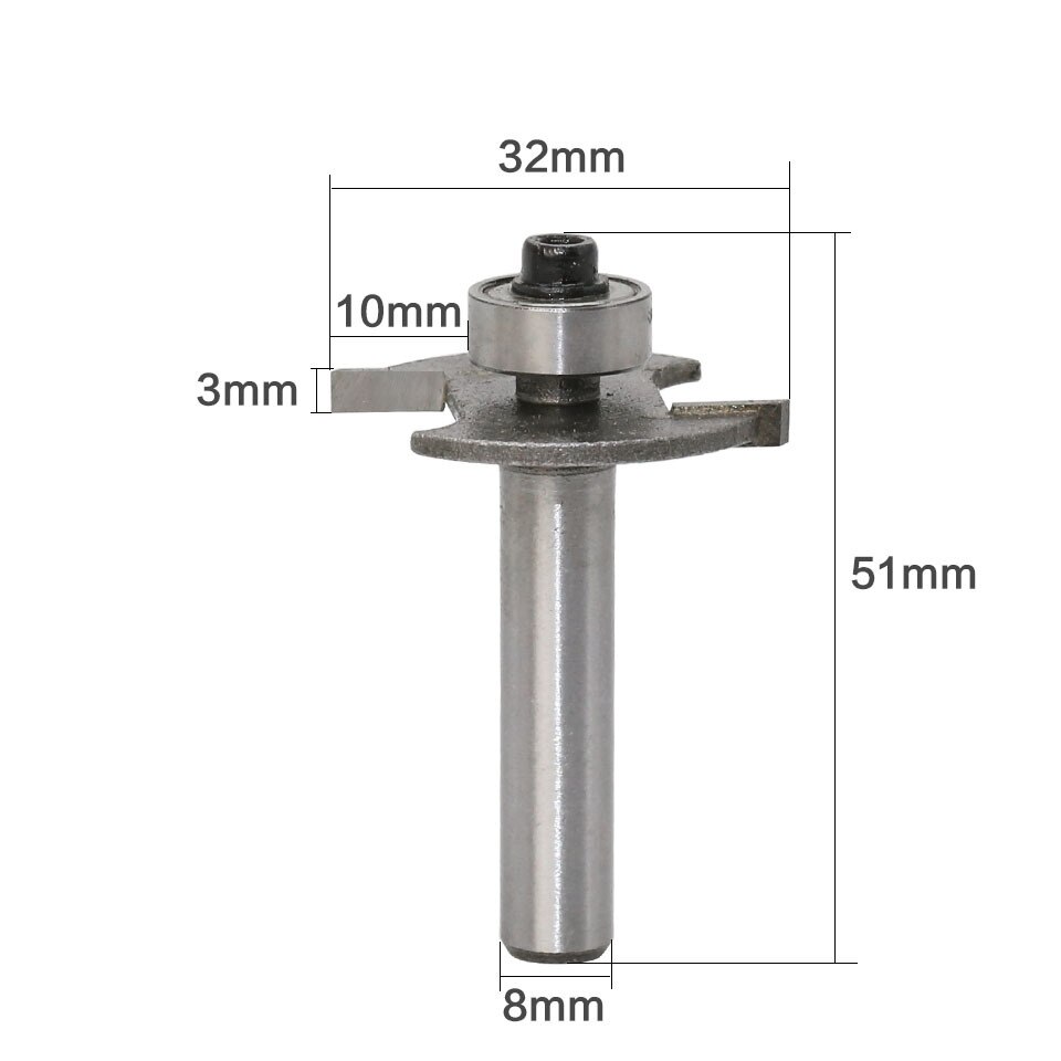 1pc 8mm varsi jyrsin puunveisto t-ura jyrsimet keksiliitos rako leikkuri liitos ura jyrsin terä puutyöt: Default Title