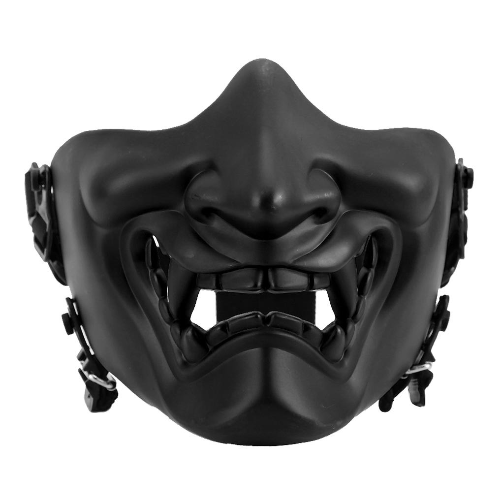 mondkapjes wasbaar Half Face Cosplay Tactica l Kabuki Samurai Devil Halloween Party Festival A variety of styles mask: Black