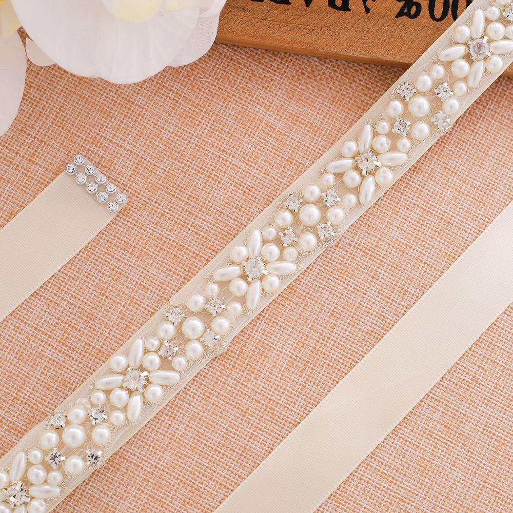 Cinturón de boda de perlas hecho a mano de diamantes de imitación vestido con cinturón Ceñidor accesorios de novia baratos