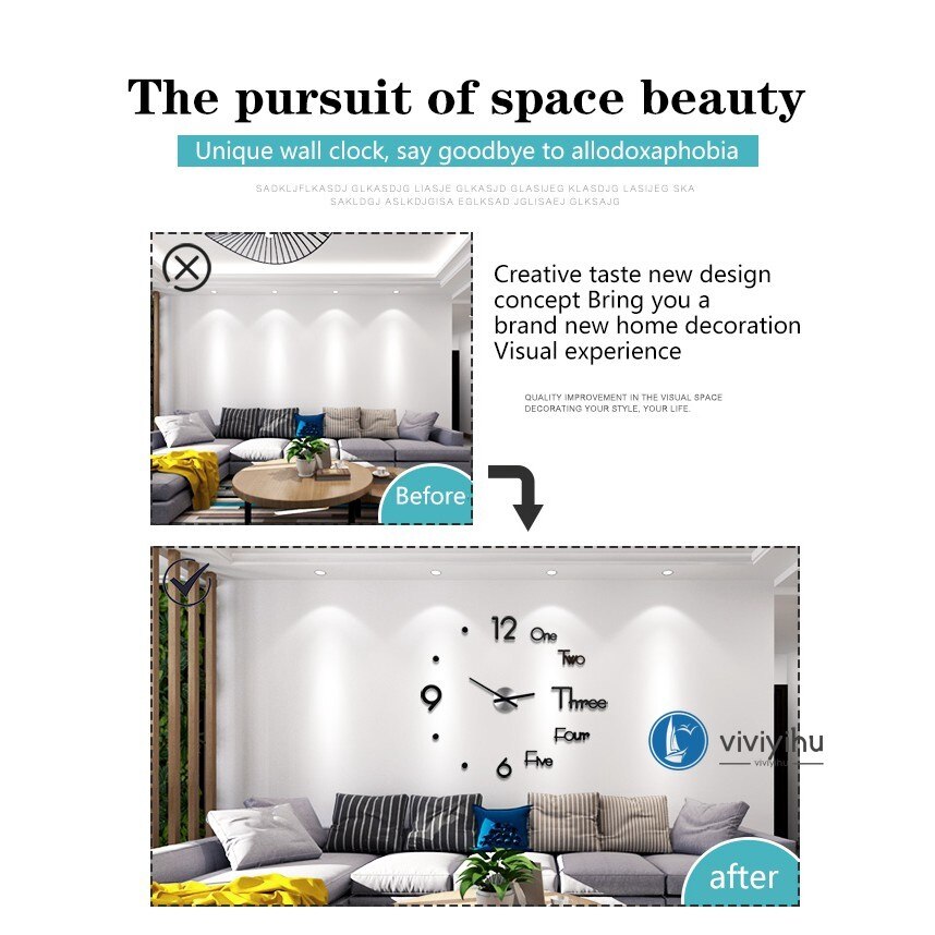 3D Wall Clock Wall Poster Wall Decorations Living Room Wall Digital Clock Living Room Decoration Wall Clock Modern