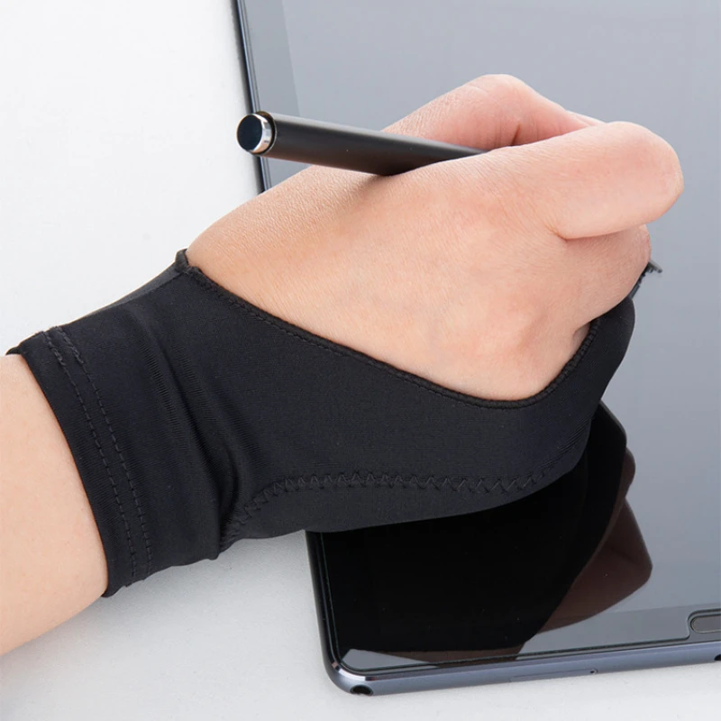Tweevingerige anti-aanslaghandschoen voor kunstenaars, tekenen met pen, grafische tablets, handpalmbestendige handschoen voor android-tablets
