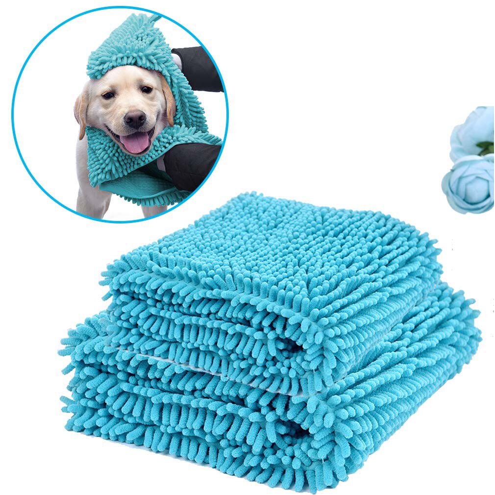 Toalla de perro con bolsillos de mano-secado rápido Ultra absorbente microfibra Chenille perro baño toalla seca Shammy lavable Shag suave PB045