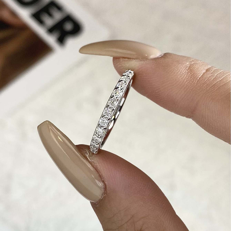 Diamant Welt Luxus echte Moissan ite Diamant Solitär stapelbare Ringe für Frauen Sterling Silber Ewigkeit Hochzeits schmuck