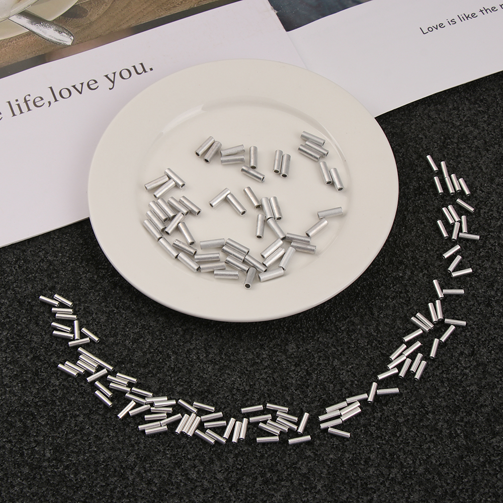 100 stk. runde fiskerør i rustfritt stål fisketråd rør krympehylser kontakt fiskesnøre tilbehør verktøy