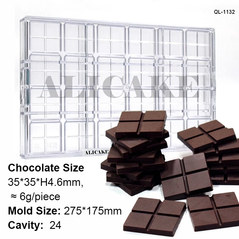 3D Polycarbonate Chocolate Molds for Chocolates Bar Mold Baking Pastry Confectionery Tools Cake Candy Bonbon Moulds Form Tray: 05-1132