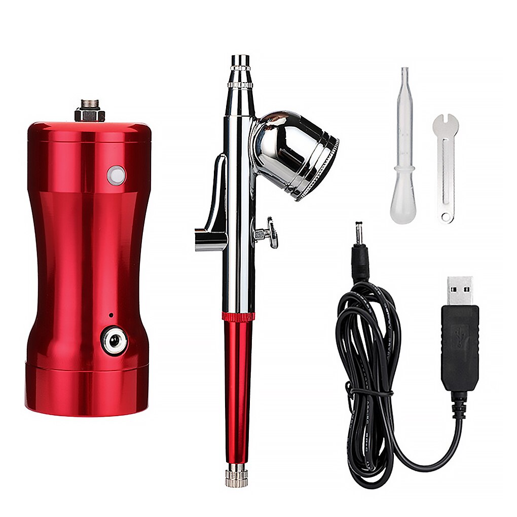 Multi-Purpose Cordless Mini Airbrush Set Spray Pump Gen Pen Air Compressor Kit Portable Air Brush Set Art Painting Spray Model: red