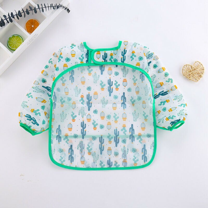 Baby Peuter Lange Mouw Waterdichte Feeding Bib Art Schort