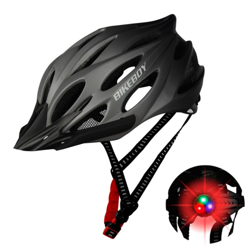 Mannen Vrouwen Fietshelm Met Licht Fiets Ultralight Helm Intergrally-Gegoten Mountain Road Bike Fiets Mtb Helm Veilig Unisex: Gradient Gray
