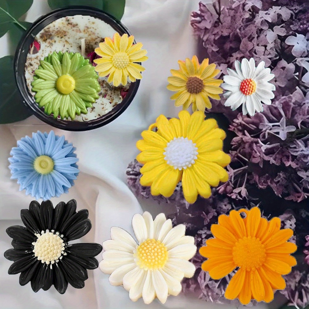 Molde de vela perfumada de silicona con forma de Margarita, vela de girasol, molde artesanal de resina para decoración de coche DIY, de pegamento de goteo de crisantemo hechos a mano