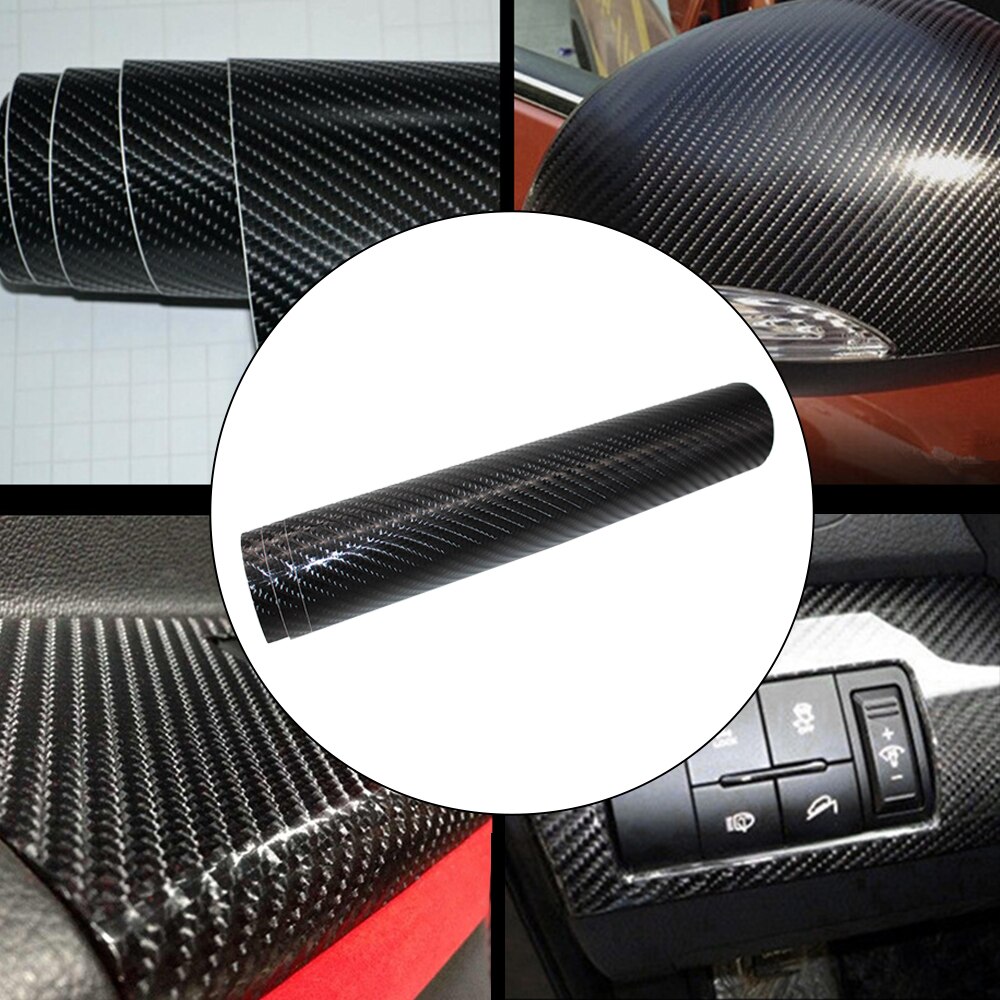 30*150Cm 7D Universal Black Carbon Fiber Vinyl Auto Motorfiets Wrap Sheet Roll Film Heldere Sticker Folie Decal auto Styling Film