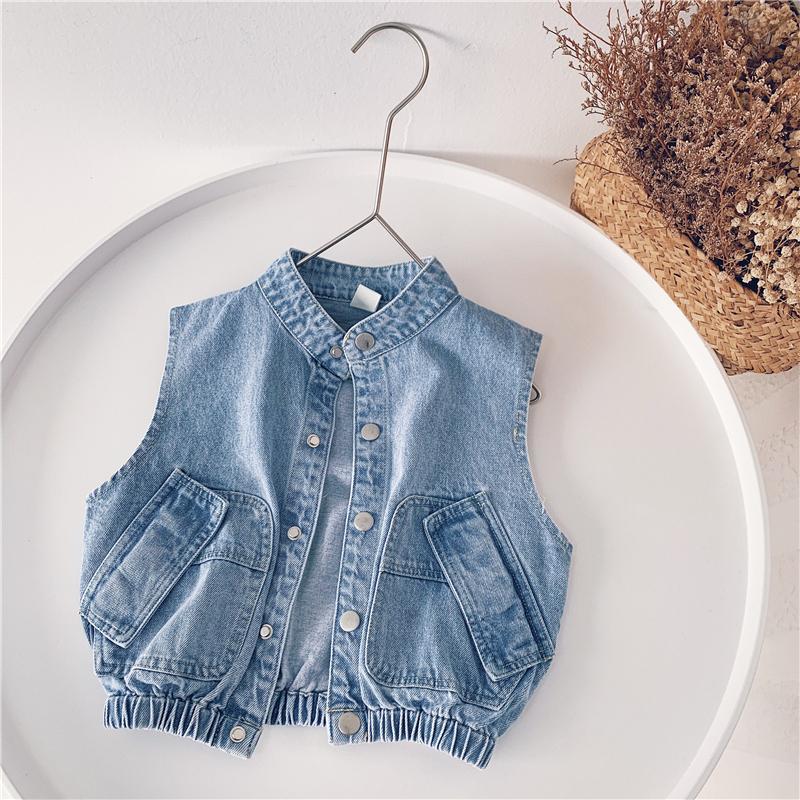 2021 New Spring Autumn boby Girls Kids Denim Pocket Vest comodo carino abbigliamento per bambini abbigliamento per bambini