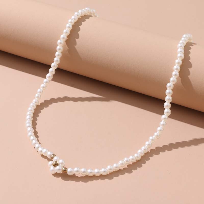 Moda do vintage simulação pérola geométrica flor frisada gargantilha colares para mulheres meninas na moda elegante simples colar jóias