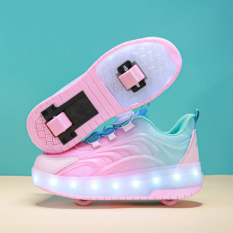 Coole leuchtende Rollschuhe, universelles für Jungen und Mädchen, hoher ästhetischer Wert, Herbst 2024, neues Modell, Doppelrad-Rollerska