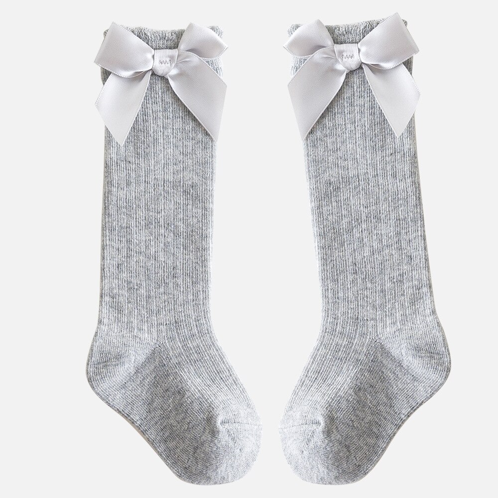 1pc neue mädchen kinder feste farbe blase mund weich und bequem baby baumwolle spitze vertikale krawatte gestreiften socken und strümpfe: gray / S