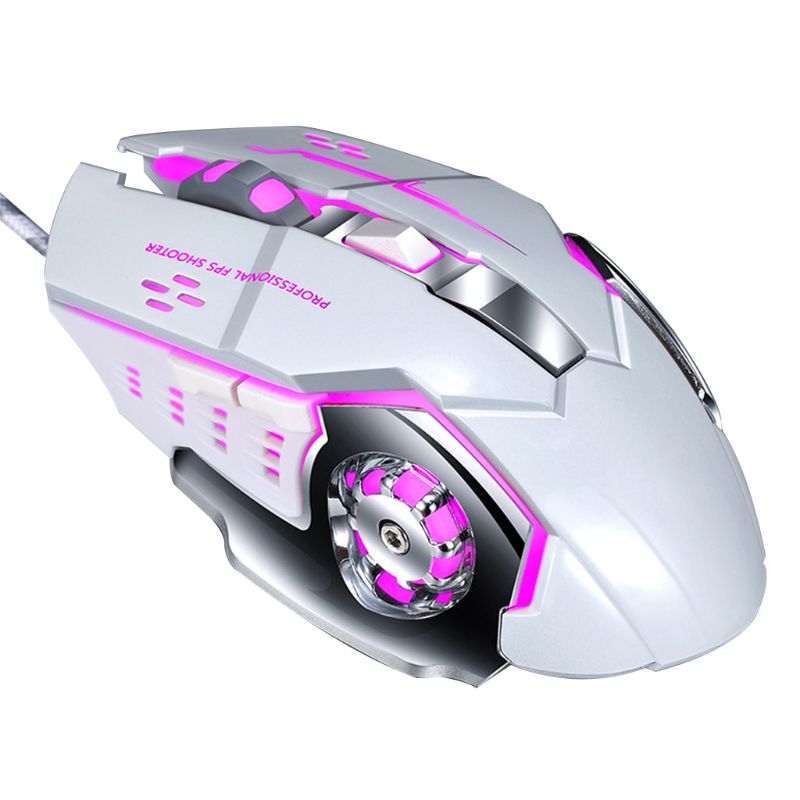 Mechanical Macro Programming 7 Color Luminous Gaming Mouse 4 Gear DPI Adjustable R2JB: W-1