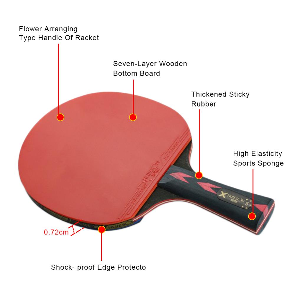 2Pcs Upgraded 5 Star Carbon Table Tennis Racket Set Lightweight Powerful Ping Pong Paddle Bat with Good Control