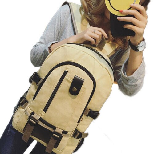 Bolso de viaje para hombre y mujer, mochila escolar Vintage de lona para acampar, deportes de trabajo, senderismo, Universidad: Light Khaki